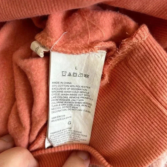 NAUTICA JEANS CO. CHENILLE LOGO HOODIE Large peach orange so soft - Picture 5 of 7